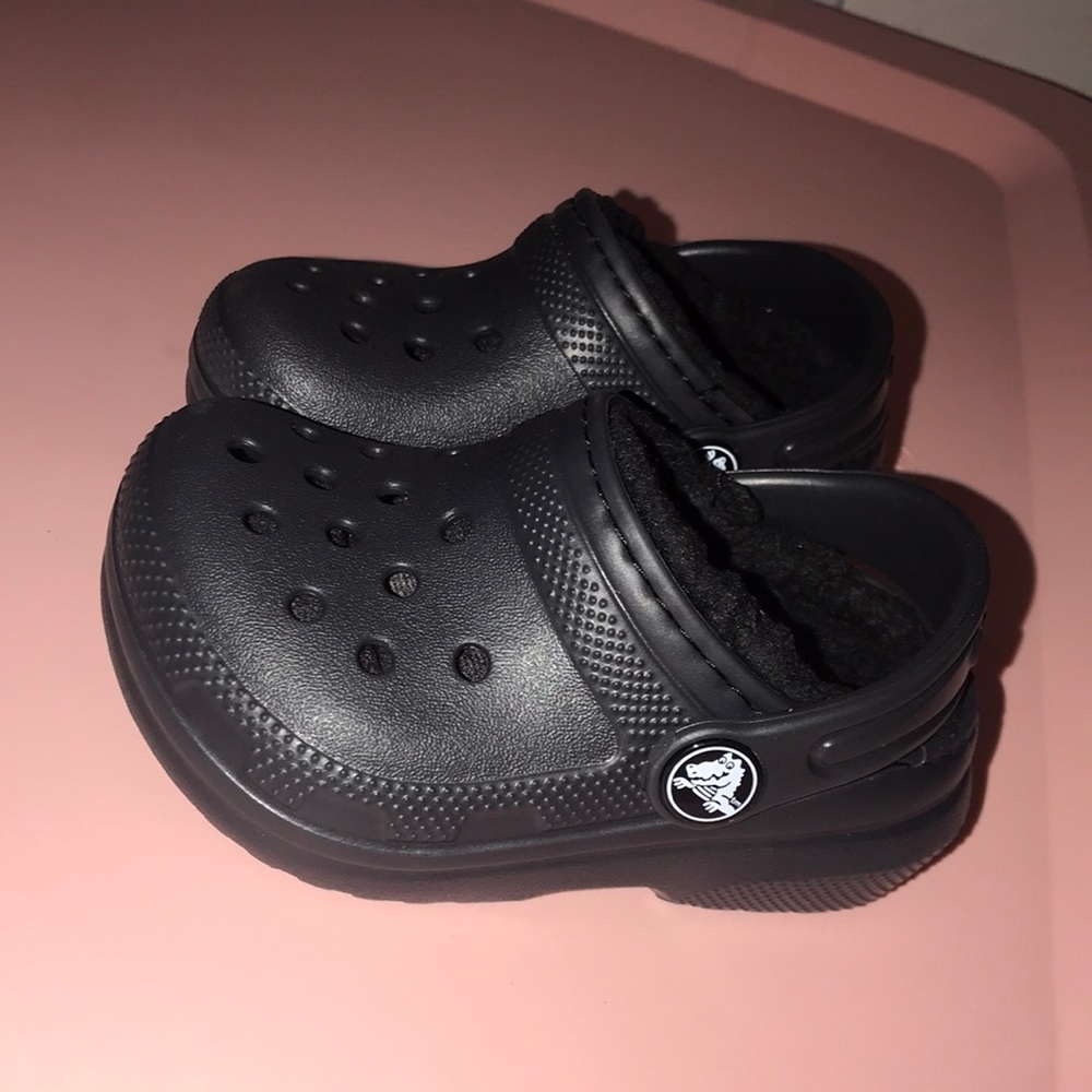 Black Fur Crocs- Toddler